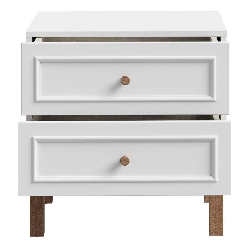 Wensley 2 Drawer Bedside Chest in Light Grey and Oak – image 4