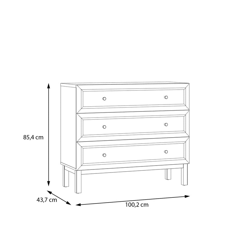 Wensley 3 Drawer Chest in Light Grey and Oak – image 9