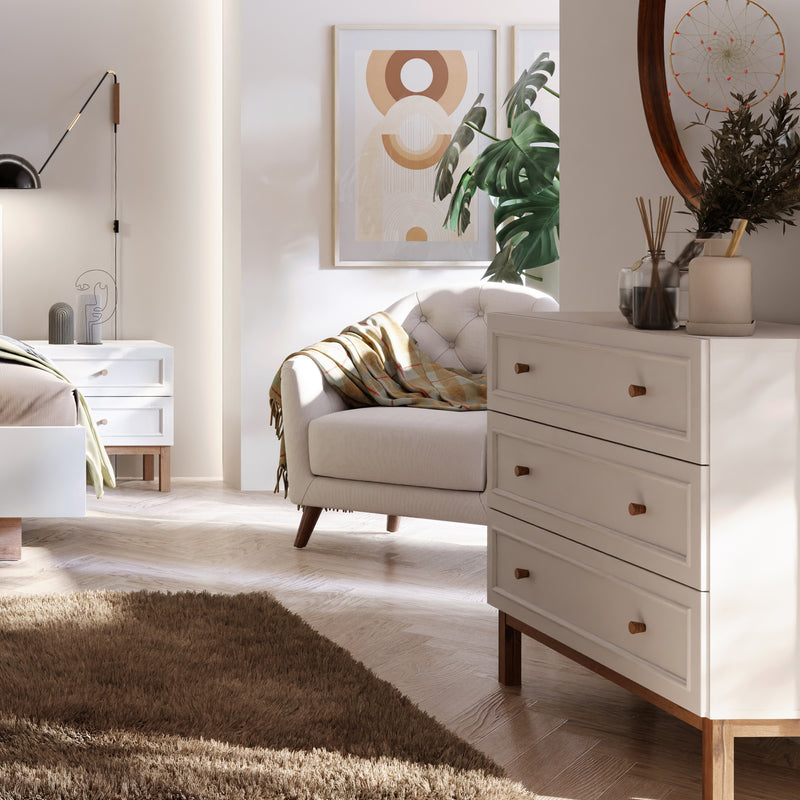 Wensley 3 Drawer Chest in Light Grey and Oak – image 6