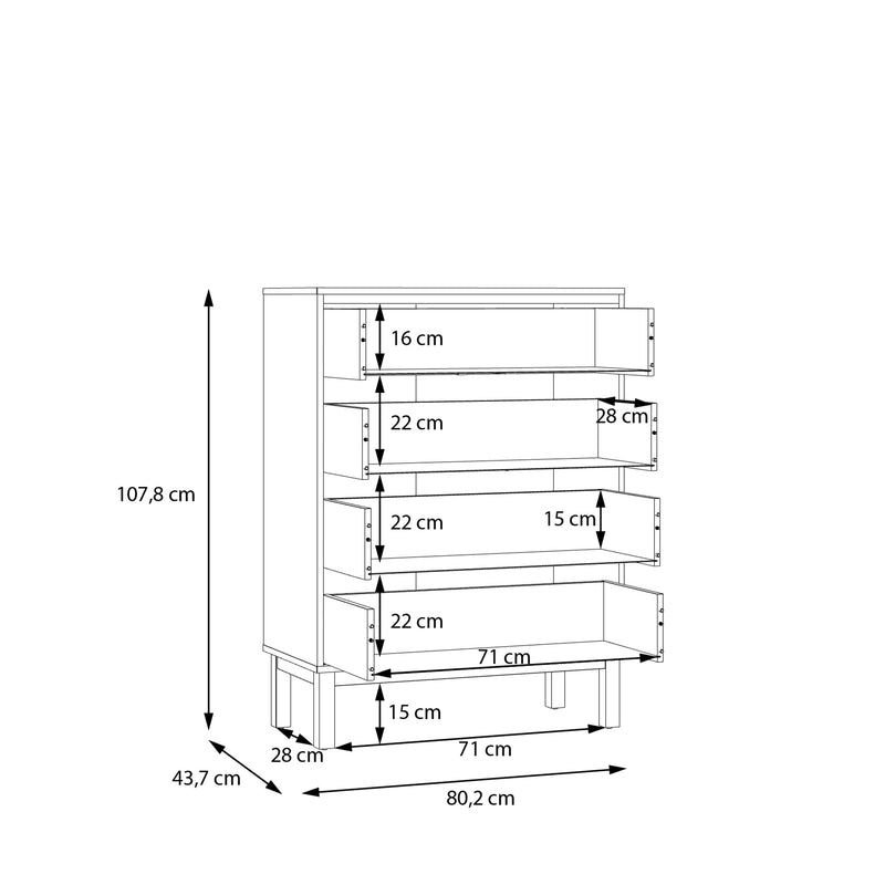 Wensley 4 Drawer Chest in Light Grey and Oak – image 11