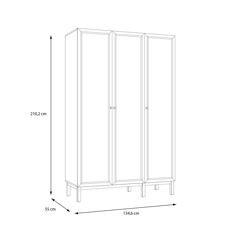 Wensley 3 Door Wardrobe in Light Grey and Oak – image 8