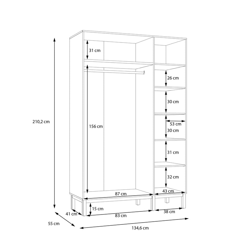 Wensley 3 Door Wardrobe in Light Grey and Oak – image 9