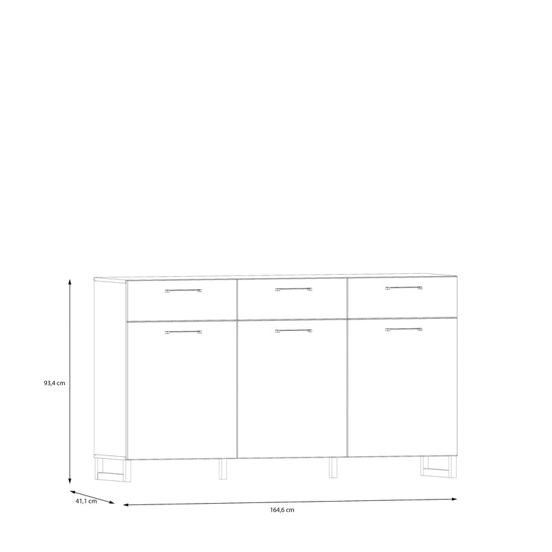 Sali 3 Door 3 Drawer Chest in Light – Grey – image 8