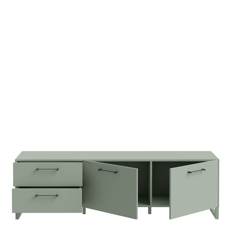 Sali 2 Door 2 Drawer TV Unit in Light – Sage Green – image 4