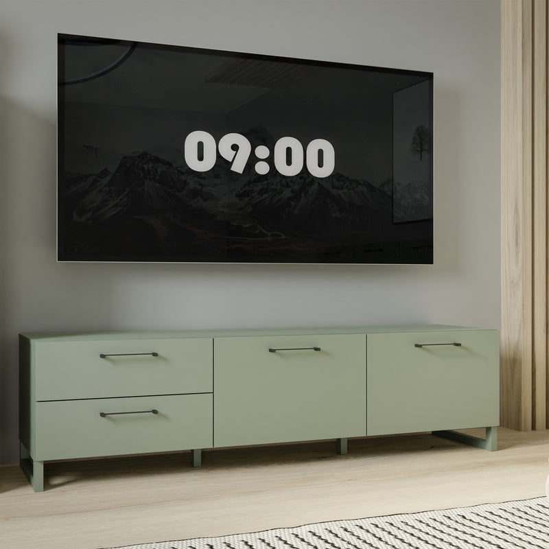 Sali 2 Door 2 Drawer TV Unit in Light – Sage Green – image 6