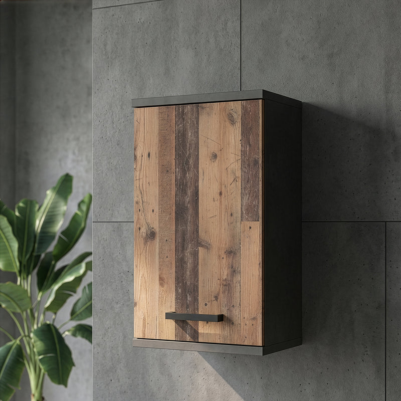 Veris Small Hanging Cupboard with 1 Door in Walnut and Dark Grey – image 5
