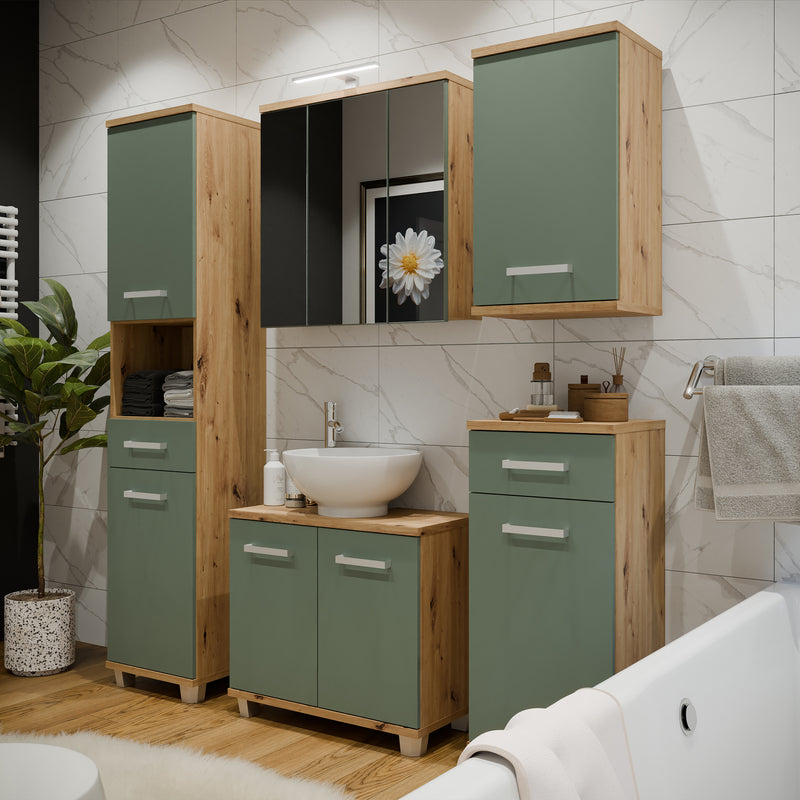 Veris Small Hanging Cupboard with 1 Door in Artisan Oak and Sage Green – image 6