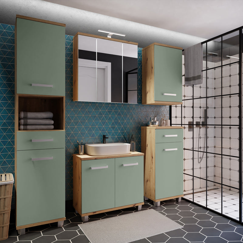 Veris Small Hanging Cupboard with 1 Door in Artisan Oak and Sage Green – image 7