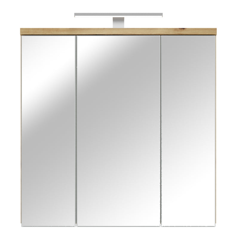 Veris 3 Door Mirrored Bathroom Cabinet with Integrated LED Lighting – Artisan Oak and Light Grey – image 2