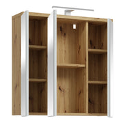 Veris 3 Door Mirrored Bathroom Cabinet with Integrated LED Lighting – Artisan Oak and Light Grey – image 3