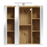 Veris 3 Door Mirrored Bathroom Cabinet with Integrated LED Lighting – Artisan Oak and Light Grey – image 4