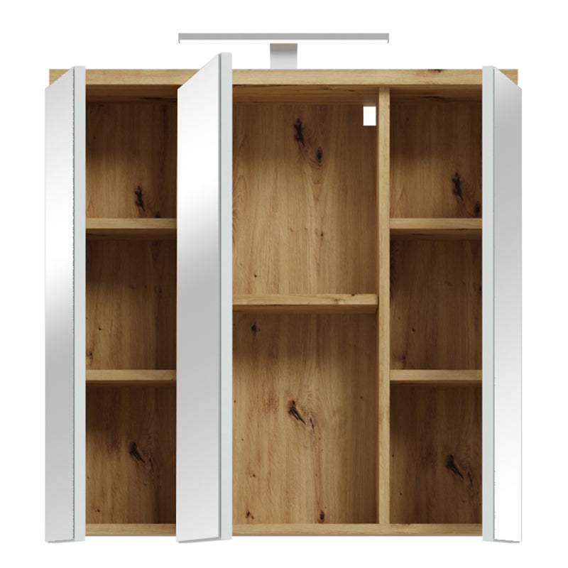 Veris 3 Door Mirrored Bathroom Cabinet with Integrated LED Lighting – Artisan Oak and Light Grey – image 4