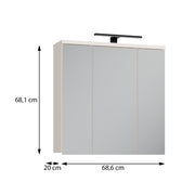 Veris 3 Door Mirrored Bathroom Cabinet with Integrated LED Lighting in Sand – image 12