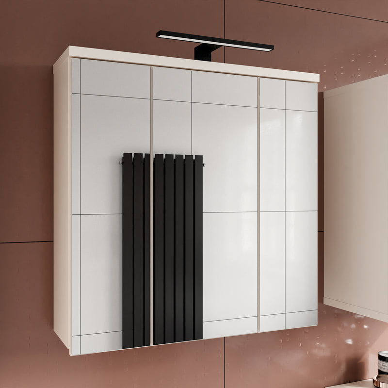 Veris 3 Door Mirrored Bathroom Cabinet with Integrated LED Lighting in Sand – image 8