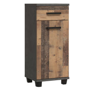 Veris Bathroom Cupboard with 1 Door & 1 Drawer in Walnut and Dark Grey – image 1