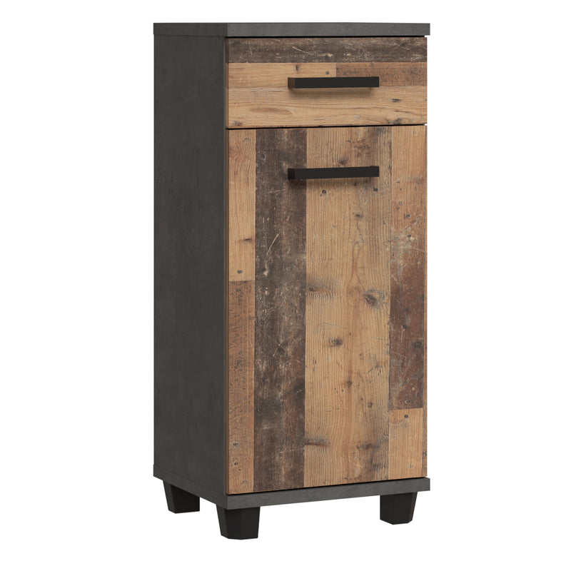 Veris Bathroom Cupboard with 1 Door & 1 Drawer in Walnut and Dark Grey – image 1