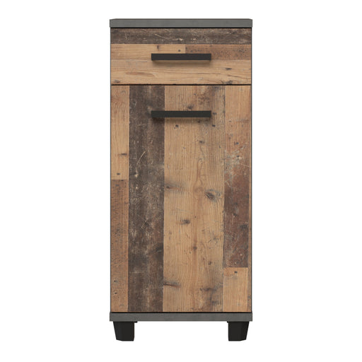 Veris Bathroom Cupboard with 1 Door & 1 Drawer in Walnut and Dark Grey – image 2