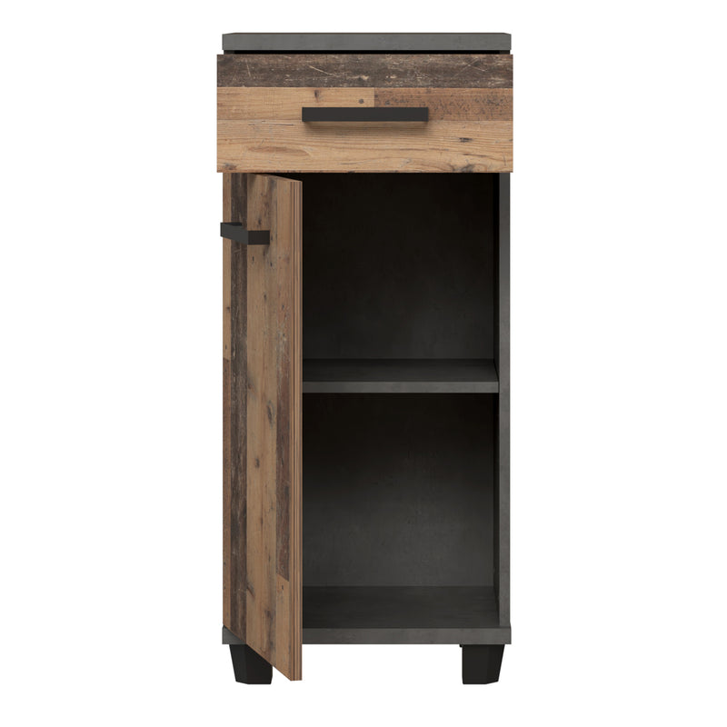 Veris Bathroom Cupboard with 1 Door & 1 Drawer in Walnut and Dark Grey – image 4