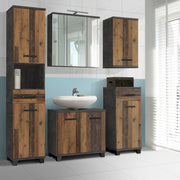 Veris Bathroom Cupboard with 1 Door & 1 Drawer in Walnut and Dark Grey – image 7