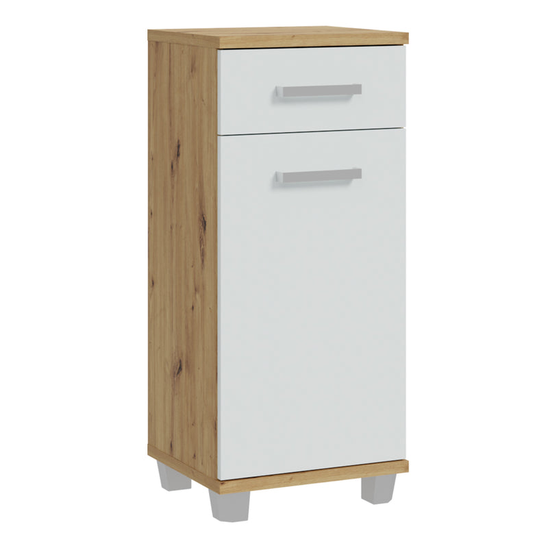Veris Bathroom Cupboard with 1 Door & 1 Drawer in Artisan Oak and Light Grey – image 1