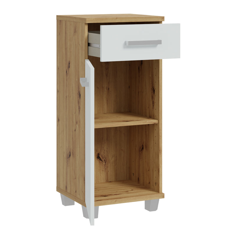 Veris Bathroom Cupboard with 1 Door & 1 Drawer in Artisan Oak and Light Grey – image 3