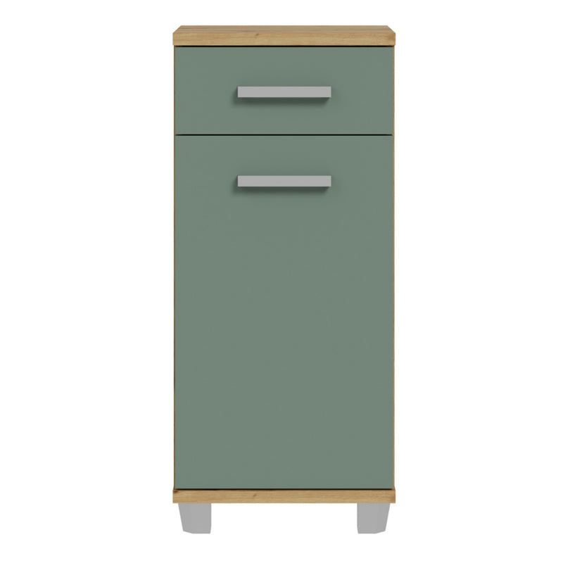Veris Bathroom Cupboard with 1 Door & 1 Drawer in Artisan Oak and Sage Green – image 2