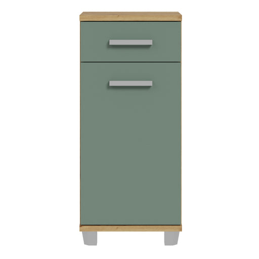 Veris Bathroom Cupboard with 1 Door & 1 Drawer in Artisan Oak and Sage Green – image 2