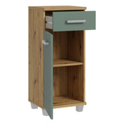 Veris Bathroom Cupboard with 1 Door & 1 Drawer in Artisan Oak and Sage Green – image 3