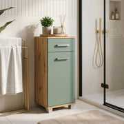 Veris Bathroom Cupboard with 1 Door & 1 Drawer in Artisan Oak and Sage Green – image 5