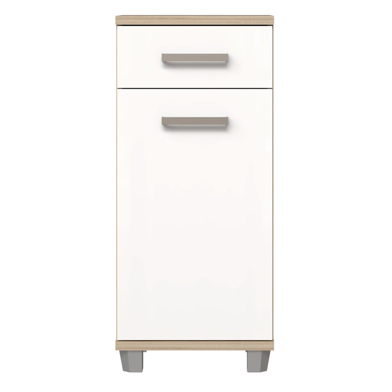 Veris Bathroom Cupboard with 1 Door & 1 Drawer in Sonoma Oak and White Gloss – image 2