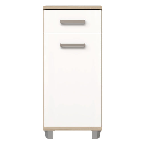 Veris Bathroom Cupboard with 1 Door & 1 Drawer in Sonoma Oak and White Gloss – image 2