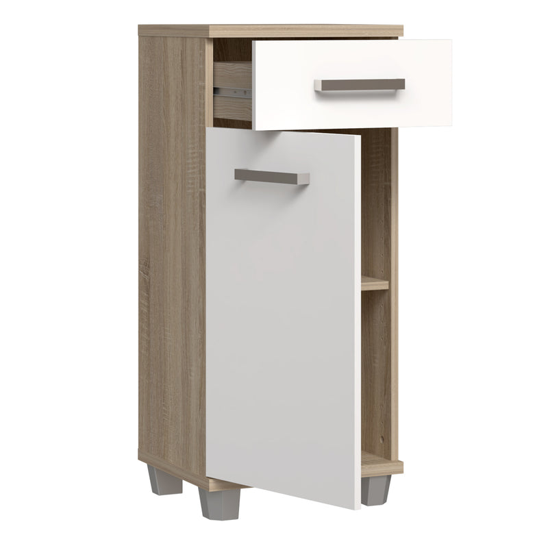 Veris Bathroom Cupboard with 1 Door & 1 Drawer in Sonoma Oak and White Gloss – image 3