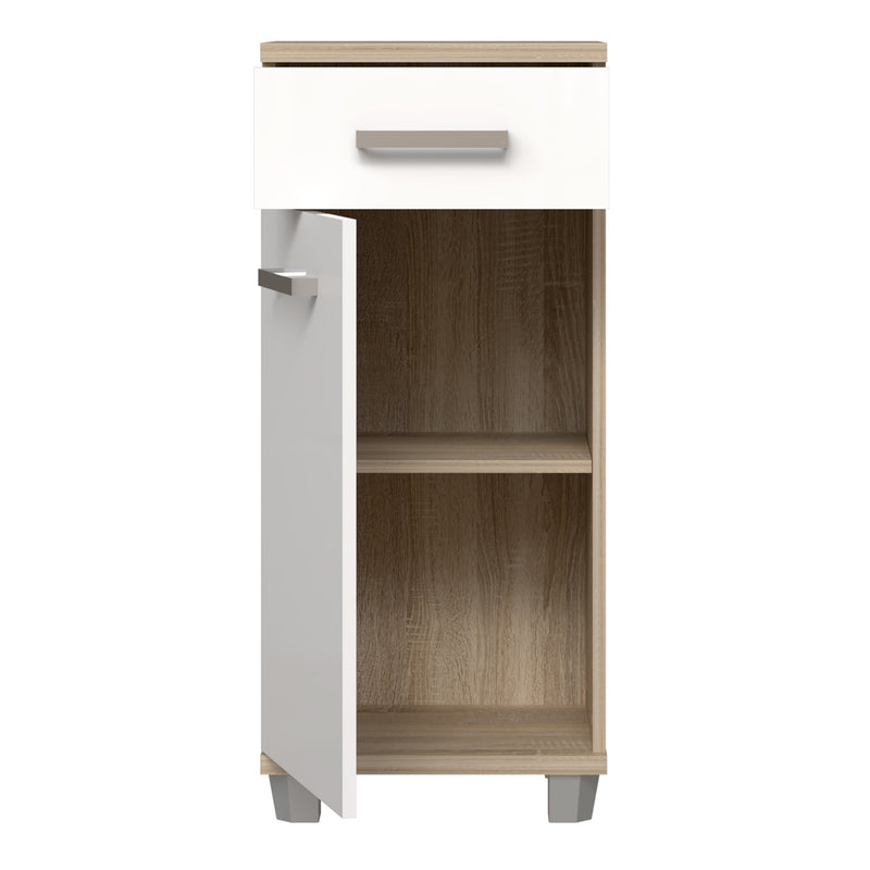 Veris Bathroom Cupboard with 1 Door & 1 Drawer in Sonoma Oak and White Gloss – image 4