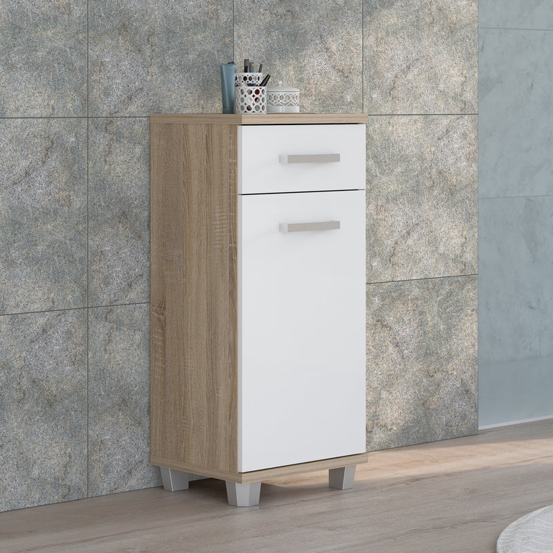 Veris Bathroom Cupboard with 1 Door & 1 Drawer in Sonoma Oak and White Gloss – image 5