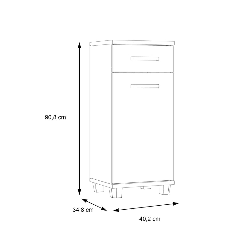 Veris Bathroom Cupboard with 1 Door & 1 Drawer in Sonoma Oak and White Gloss – image 8