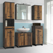 Veris Tall Narrow Bathroom Cupboard with 2 Doors & 1 Drawer in Walnut and Dark Grey – image 7