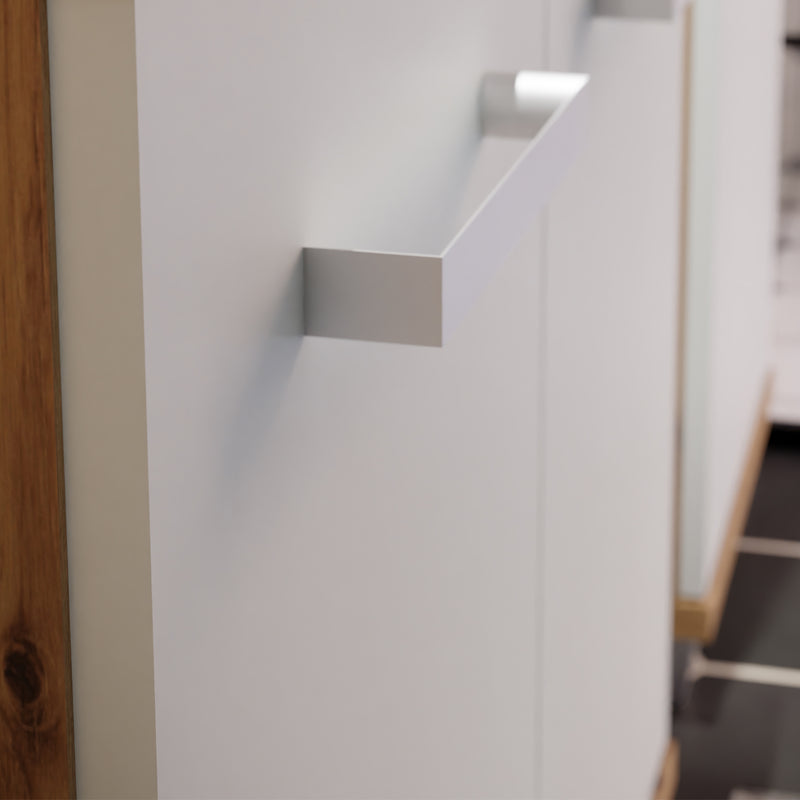 Veris Tall Narrow Bathroom Cupboard with 2 Doors & 1 Drawer in Sonoma Oak and White Gloss – image 7