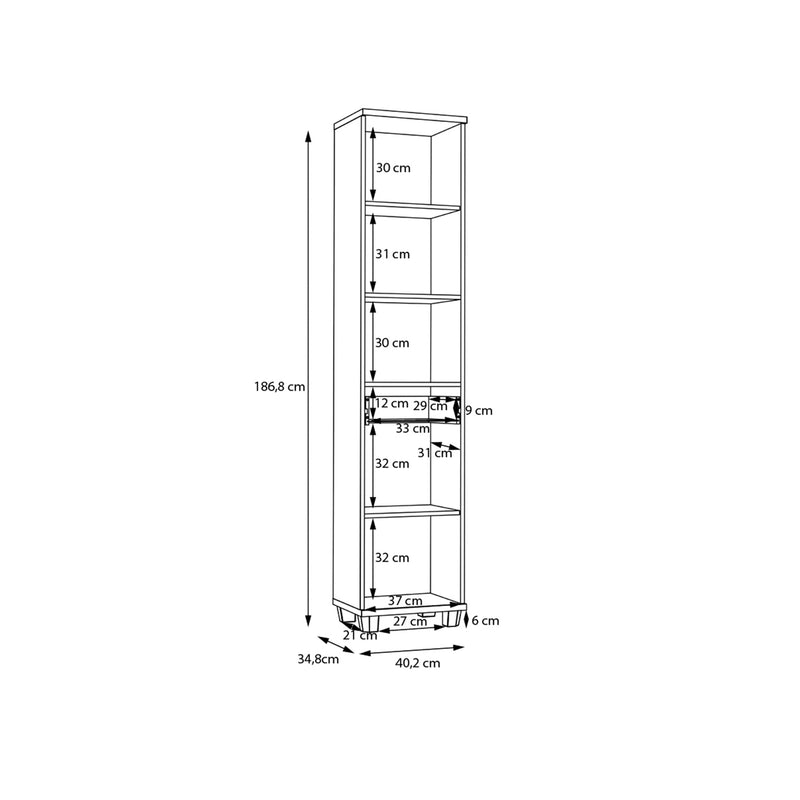 Veris Tall Narrow Bathroom Cupboard with 2 Doors & 1 Drawer in Sonoma Oak and White Gloss – image 9