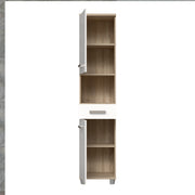 Veris Tall Narrow Bathroom Cupboard with 2 Doors & 1 Drawer in Sonoma Oak and White High Gloss – image 4