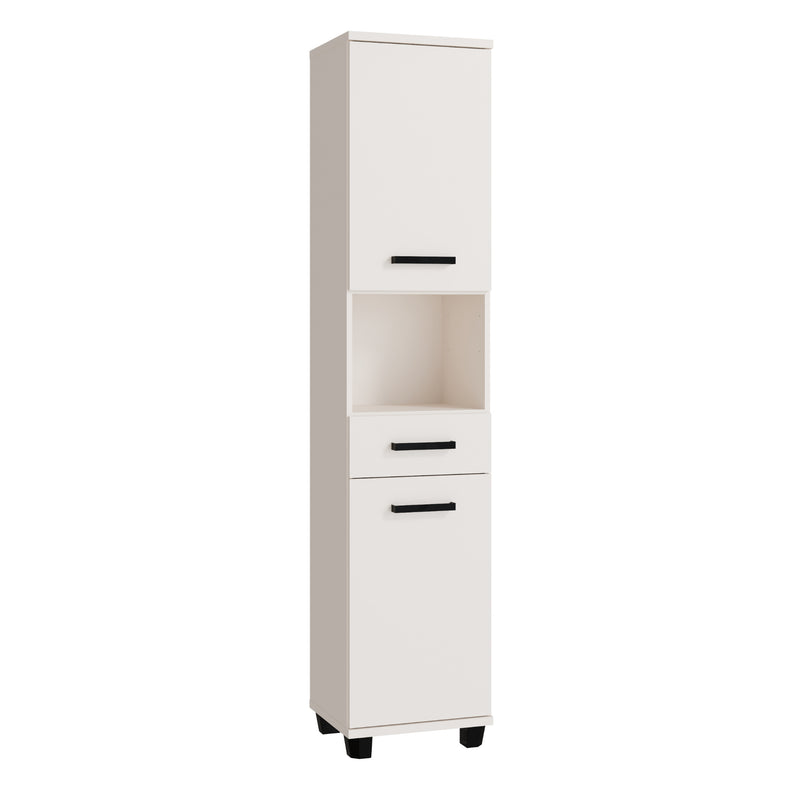Veris Tall Narrow Bathroom Cupboard with 2 Doors & 1 Drawer in Sand – image 1