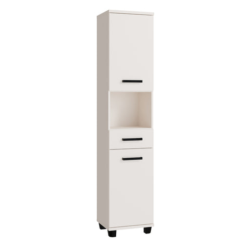 Veris Tall Narrow Bathroom Cupboard with 2 Doors & 1 Drawer in Sand – image 1