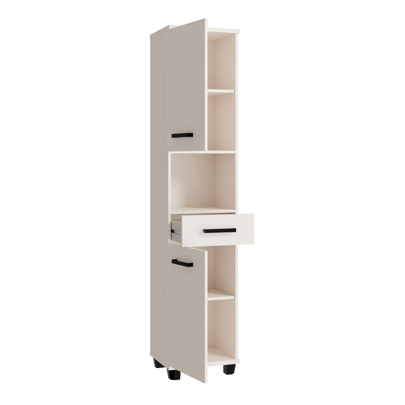 Veris Tall Narrow Bathroom Cupboard with 2 Doors & 1 Drawer in Sand – image 4