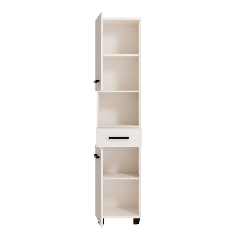 Veris Tall Narrow Bathroom Cupboard with 2 Doors & 1 Drawer in Sand – image 5