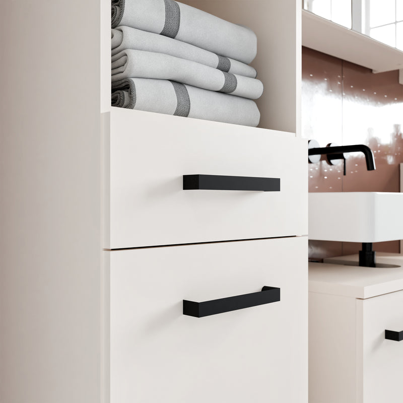 Veris Tall Narrow Bathroom Cupboard with 2 Doors & 1 Drawer in Sand – image 8