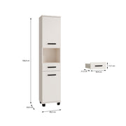 Veris Tall Narrow Bathroom Cupboard with 2 Doors & 1 Drawer in Sand – image 9