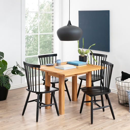 Kenley Extending Dining Table in Oak 45-90cm Included 4 Riano Dining Chairs in Black – image 2
