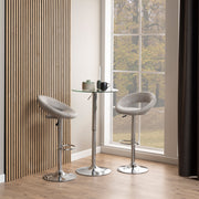 Plump Swivel Bar Stool with Open Back – Grey – image 4