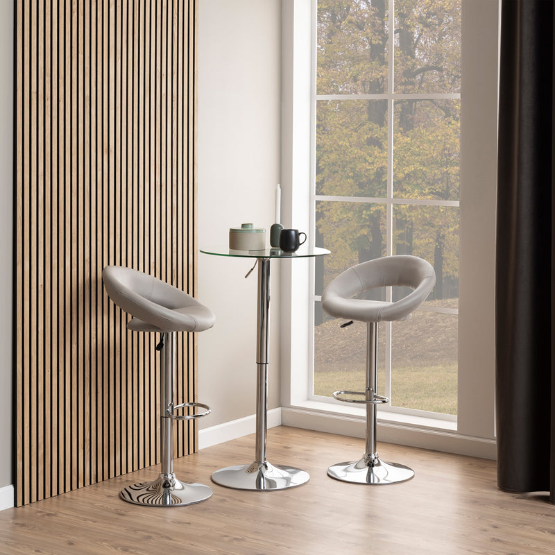 Plump Swivel Bar Stool with Open Back – Grey – image 4