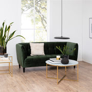Alisma Round Coffee Table with White Marble Effect Glass Top & Gold Legs – image 4