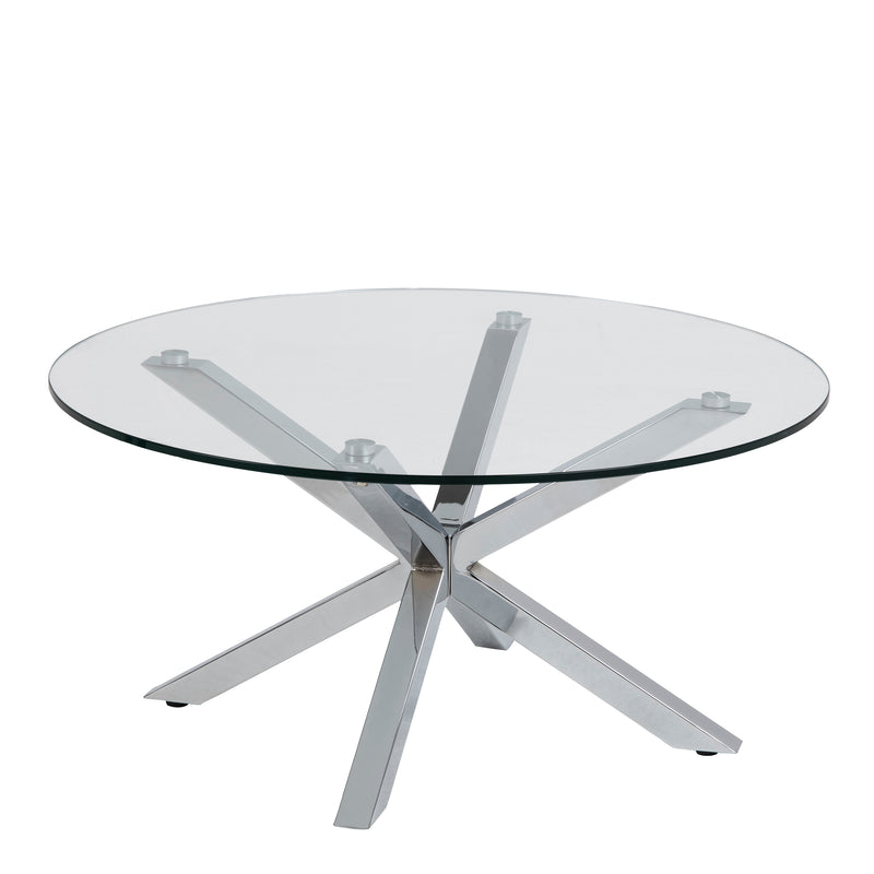 Heaven Round Coffee Table with Glass Top and Chrome Legs – image 2